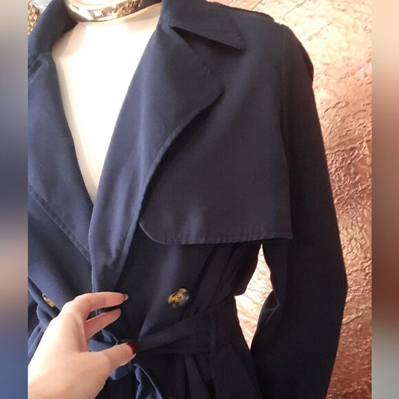 Stradivarius Navy Trench Coat - Picture 3 of 13